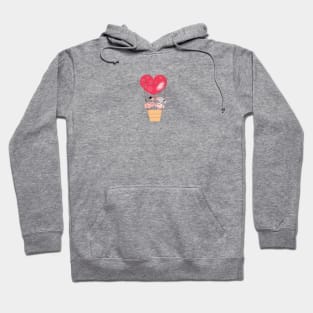 A loving couple of funny flamingos with red hearts Hoodie